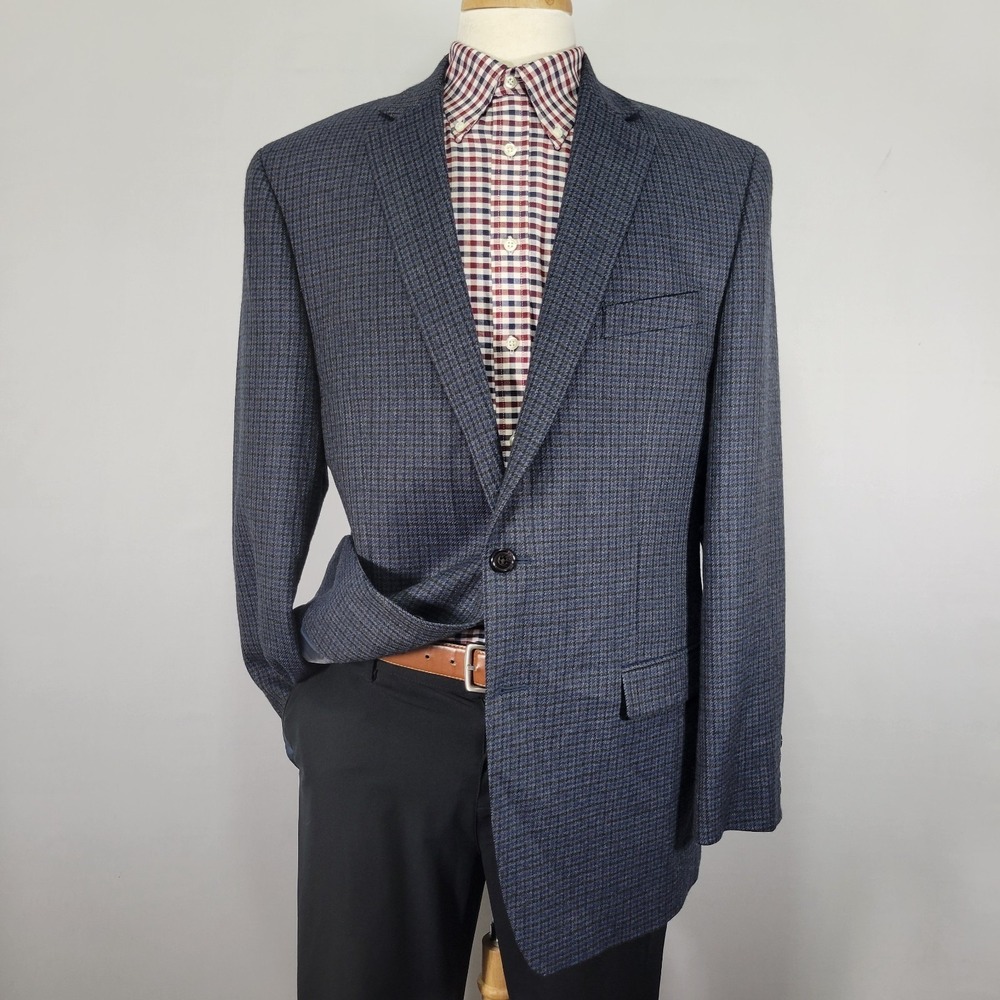 Lauren Ralph Lauren Men's Sport Coat Blazer Flannel Houndstooth Wool Size 44L‎